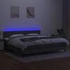 vidaXL Cama box spring con colch&oacute;n y LED tela gris oscuro 200x200 cm