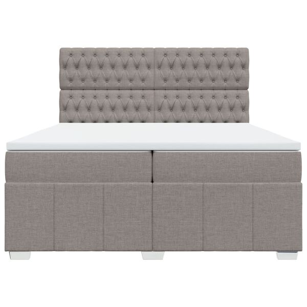 vidaXL Cama box spring con colch&oacute;n tela gris taupe 200x200 cm