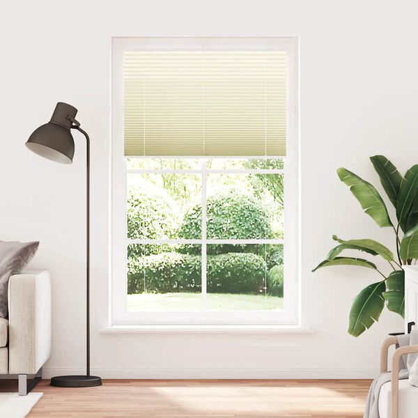 vidaXL Estor Plisado crema 115x200 cm Tela Ancho 114,4 cm Poli&eacute;ster