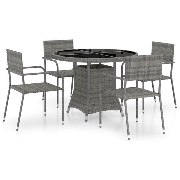 vidaXL Set comedor jardín 5 pzas ratán sintético gris antracita y gris