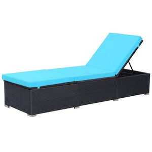 vidaXL Tumbona con coj&iacute;n rat&aacute;n sint&eacute;tico negro