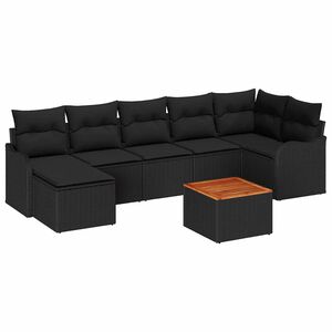 vidaXL Conjunto de sof&aacute;s de jard&iacute;n 8 pcs Negro rat&aacute;n sint&eacute;tico