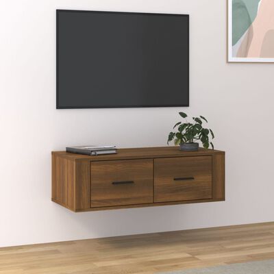 vidaXL Mueble TV colgante madera contrachapada roble marrón 80x36x25cm
