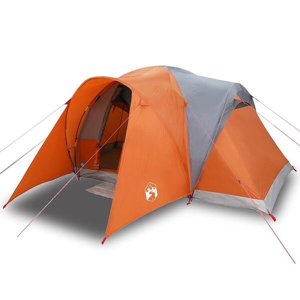 vidaXL Tienda familiar con cúpula impermeable 6 personas gris naranja