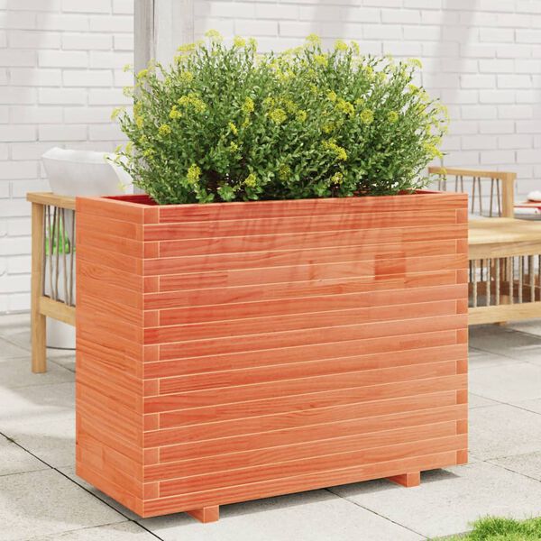 vidaXL Jardinera madera maciza de pino marr&oacute;n cera 90x40x72,5 cm