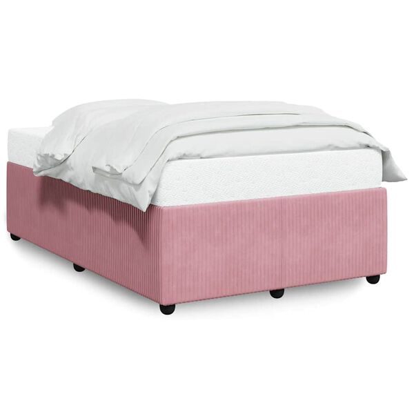 vidaXL Estructura de cama sin colch&oacute;n terciopelo rosa 120x200 cm