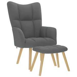 vidaXL Sill&oacute;n de relax con taburete tela gris oscuro