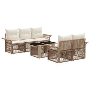 vidaXL Conjunto de sof&aacute;s de jard&iacute;n 6 uds. Beige y blanco crema