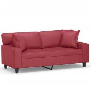 vidaXL Sof&aacute; de 2 plazas con cojines cuero sint&eacute;tico rojo tinto 140 cm