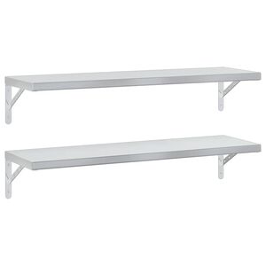 vidaXL Estantes de pared 2 uds acero inoxidable plateado 100x30 cm
