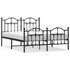 vidaXL Estructura cama sin colch&oacute;n con estribo metal negro 135x190 cm