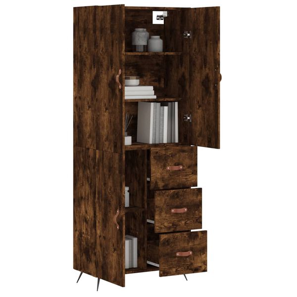 vidaXL Aparador alto madera contrachapada roble ahumado 69,5x34x180 cm