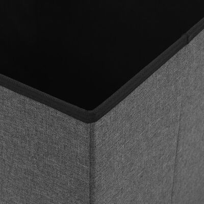 vidaXL Taburete plegable con almacenaje lino sintético gris oscuro