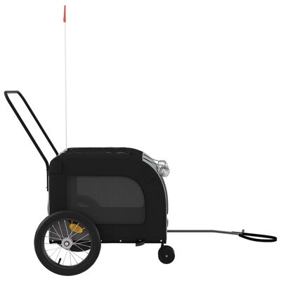 vidaXL Remolque bicicleta para mascotas hierro tela Oxford negro gris