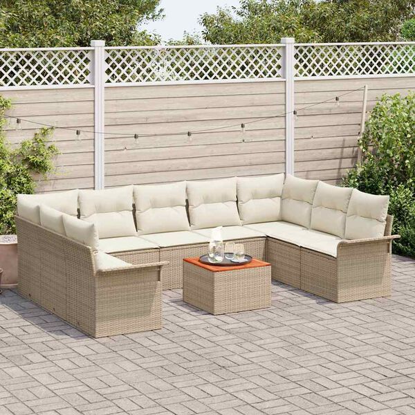 vidaXL Conjunto de sof&aacute;s de jard&iacute;n 10 pcs Beige y Crema