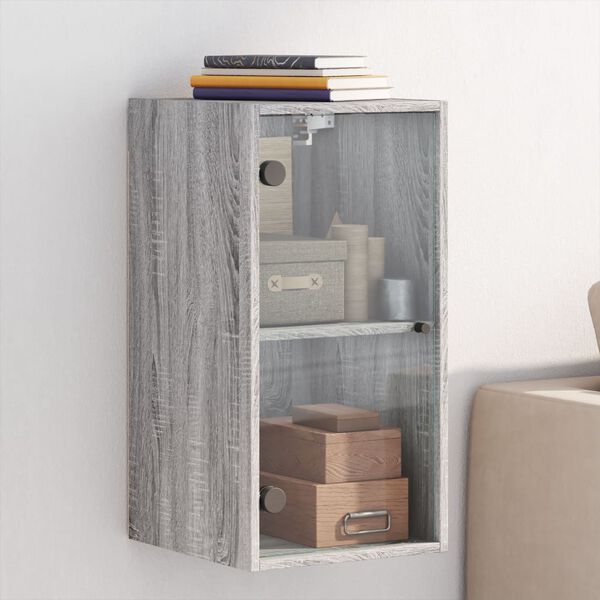 vidaXL Mueble de pared puertas de vidrio gris Sonoma 35x37x68,5 cm
