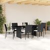 vidaXL Set de comedor de jard&iacute;n 7 pzas y cojines rat&aacute;n sint&eacute;tico negro