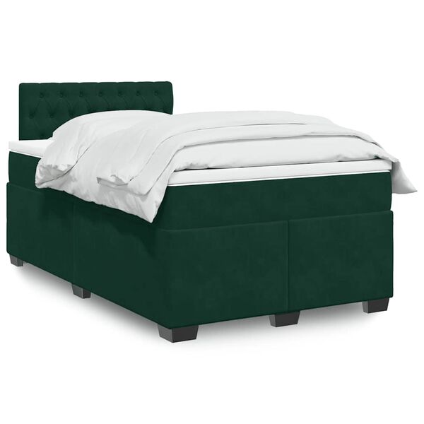 vidaXL Cama box spring con colch&oacute;n terciopelo verde oscuro 120x200 cm