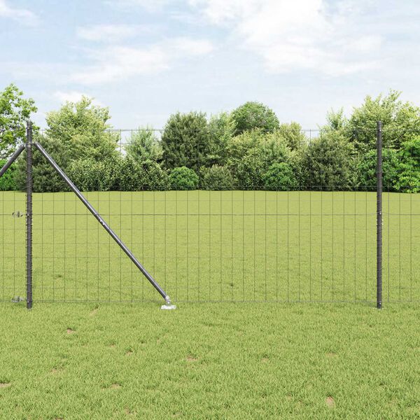 vidaXL Valla con Poste Gris 1,2 x 10 m Acero y PVC