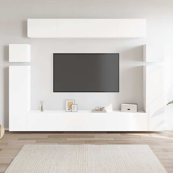 vidaXL Set de mueble para TV de 8 piezas madera de ingenier&iacute;a blanco