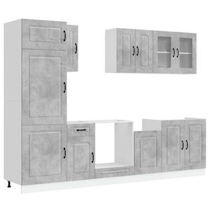 vidaXL Mueble cocina Kalmar gris hormig&oacute;n 8 pzas madera contrachapada