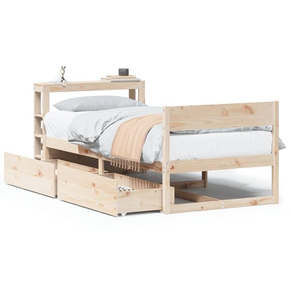vidaXL Estructura de cama sin colch&oacute;n madera maciza de pino 90x190 cm