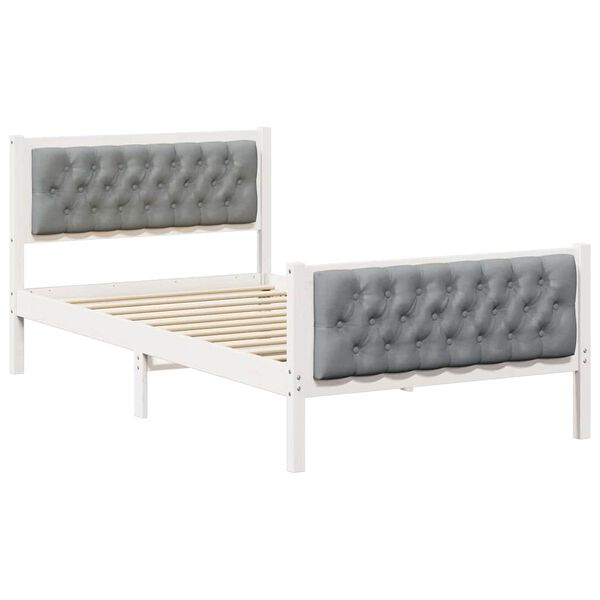 vidaXL Estructura de cama con cabecera Gris Claro 100 x 200 cm