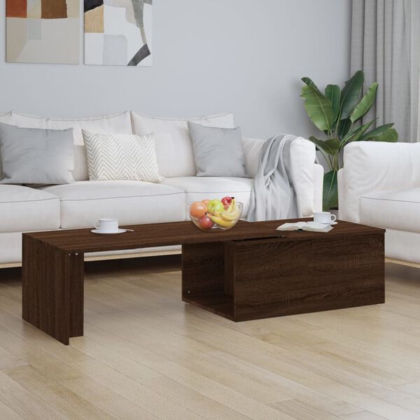 vidaXL Mesa de centro madera contrachapada marrón roble 150x50x35 cm