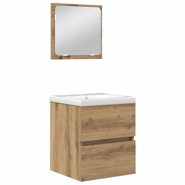 vidaXL Juego de muebles de baño con cajón 2 pcs Roble Artesano y