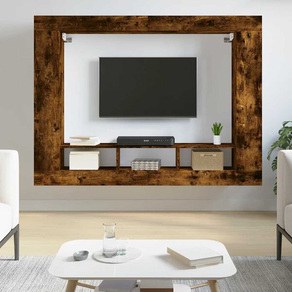 vidaXL Mueble para TV madera de ingenier&iacute;a roble ahumado 152x22x113 cm