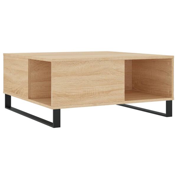 vidaXL Mesa de centro madera contrachapada roble Sonoma 80x80x36,5 cm