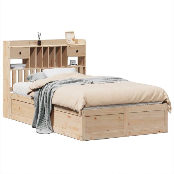 vidaXL Estructura de cama sin colch&oacute;n madera maciza de pino 135x190 cm