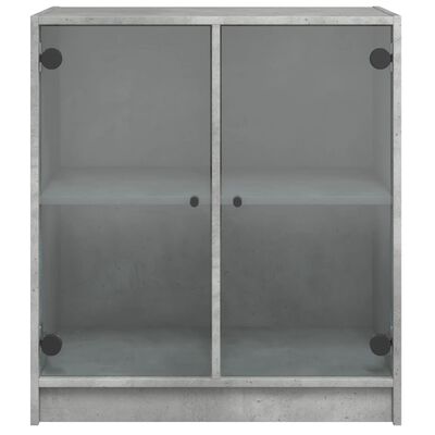 vidaXL Armario auxiliar puertas de vidrio gris hormigón 68x37x75,5 cm