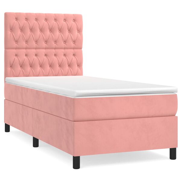 vidaXL Cama box spring con colch&oacute;n terciopelo rosa 80x200 cm