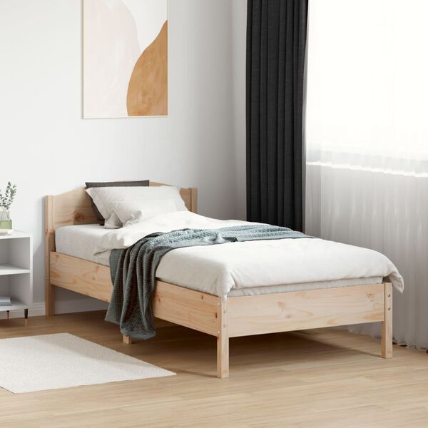 vidaXL Estructura de cama sin colch&oacute;n madera maciza pino 75x190 cm