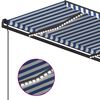 vidaXL Toldo automático con LED sensor de viento azul y blanco 5x3,5 m