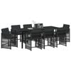 vidaXL Conjunto de Comedor de Jard&iacute;n 9 pcs Negro rat&aacute;n sint&eacute;tico