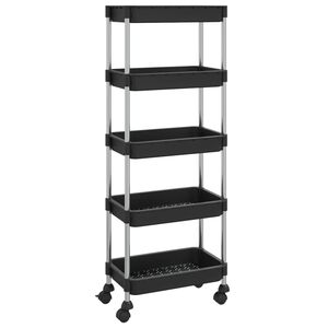 vidaXL Carrito de cocina 5 niveles hierro y ABS negro 42x29x128 cm