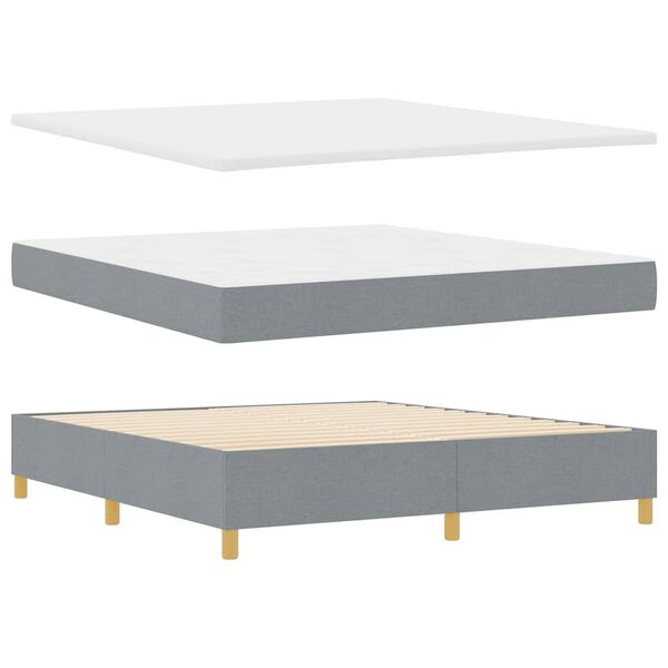 vidaXL Cama tipo Box Spring con colch&oacute;n Gris claro 180 x 200 cm tela