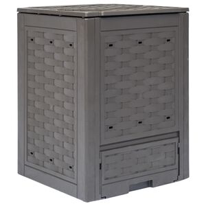 vidaXL Compostador de jard&iacute;n marr&oacute;n pl&aacute;stico rat&aacute;n 60x60x83 cm 300 L