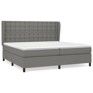 vidaXL Cama box spring con colch&oacute;n tela gris oscuro 200x200 cm