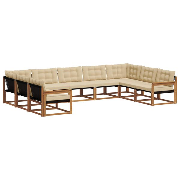 vidaXL Conjunto de sof&aacute;s de exterior con coj&iacute;n 9 pcs Natural y Beige