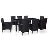 vidaXL Juego de comedor de jard&iacute;n 9 piezas rat&aacute;n sint&eacute;tico negro