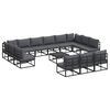 vidaXL Conjunto de sof&aacute;s de jard&iacute;n 14 uds. Negro Aluminio