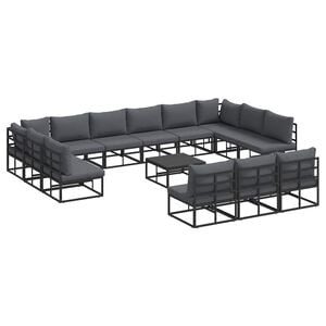 vidaXL Conjunto de sof&aacute;s de jard&iacute;n 14 uds. Negro Aluminio