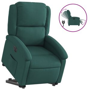vidaXL Sill&oacute;n el&eacute;ctrico reclinable elevable de tela verde oscuro