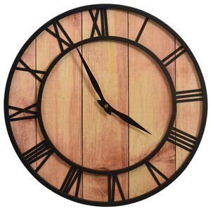 vidaXL Reloj de pared MDF y hierro marr&oacute;n y negro 39 cm