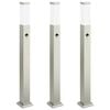 vidaXL Balizas luminosas con sensor, 3 unidades, 80 cm, acero inoxidable, IP44