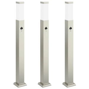 vidaXL Balizas luminosas con sensor, 3 unidades, 80 cm, acero inoxidable, IP44