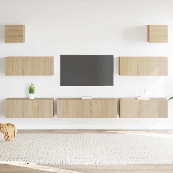 vidaXL Set de muebles para TV 7 pzas madera contrachapada roble Sonoma